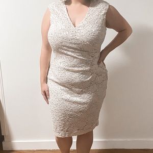 Connected Apparel White Wrap Dress
